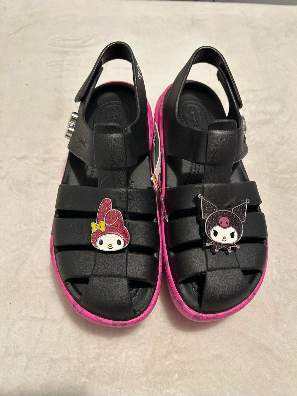 CROCS  Platform Clogs - Black and Hot Pink My Melody & Kuromi NWT size 8